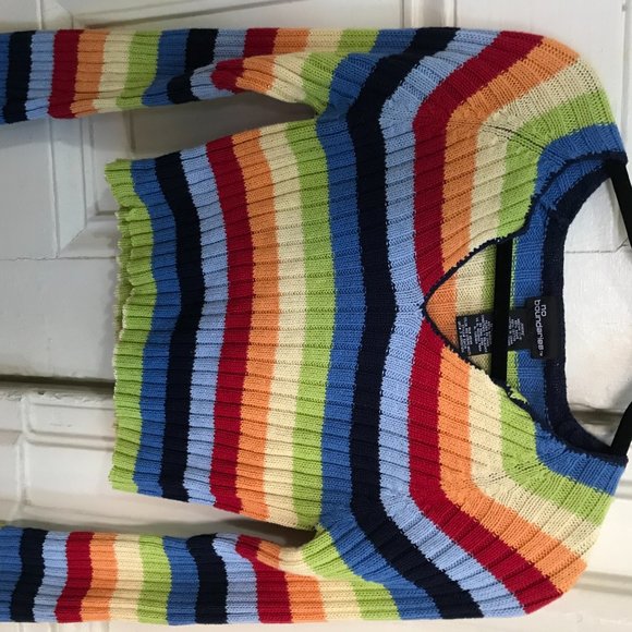 90s no boundaries rainbow colorful striped sweater - Picture 2 of 4